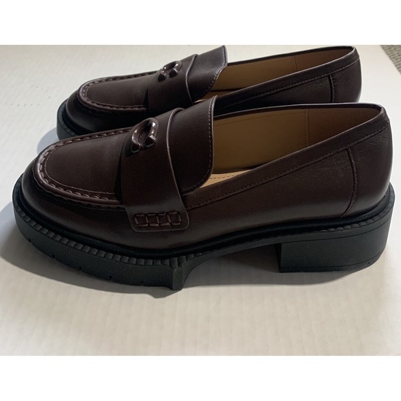 COACH Sz 6B Maple Brown Leah Patent Leather Platform Loafer - Picture 5 of 8